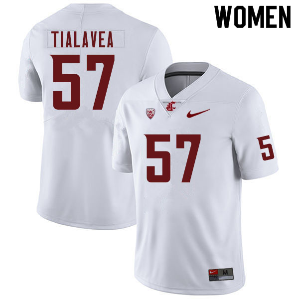 Women #57 Rodrick Tialavea Washington Cougars College Football Jerseys Sale-White - Click Image to Close